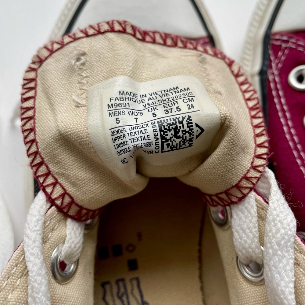 Converse Chuck Taylor All Star Unisex Low Top Burgundy Canvas Sneakers Sz W7, M5 - Picture 9 of 11